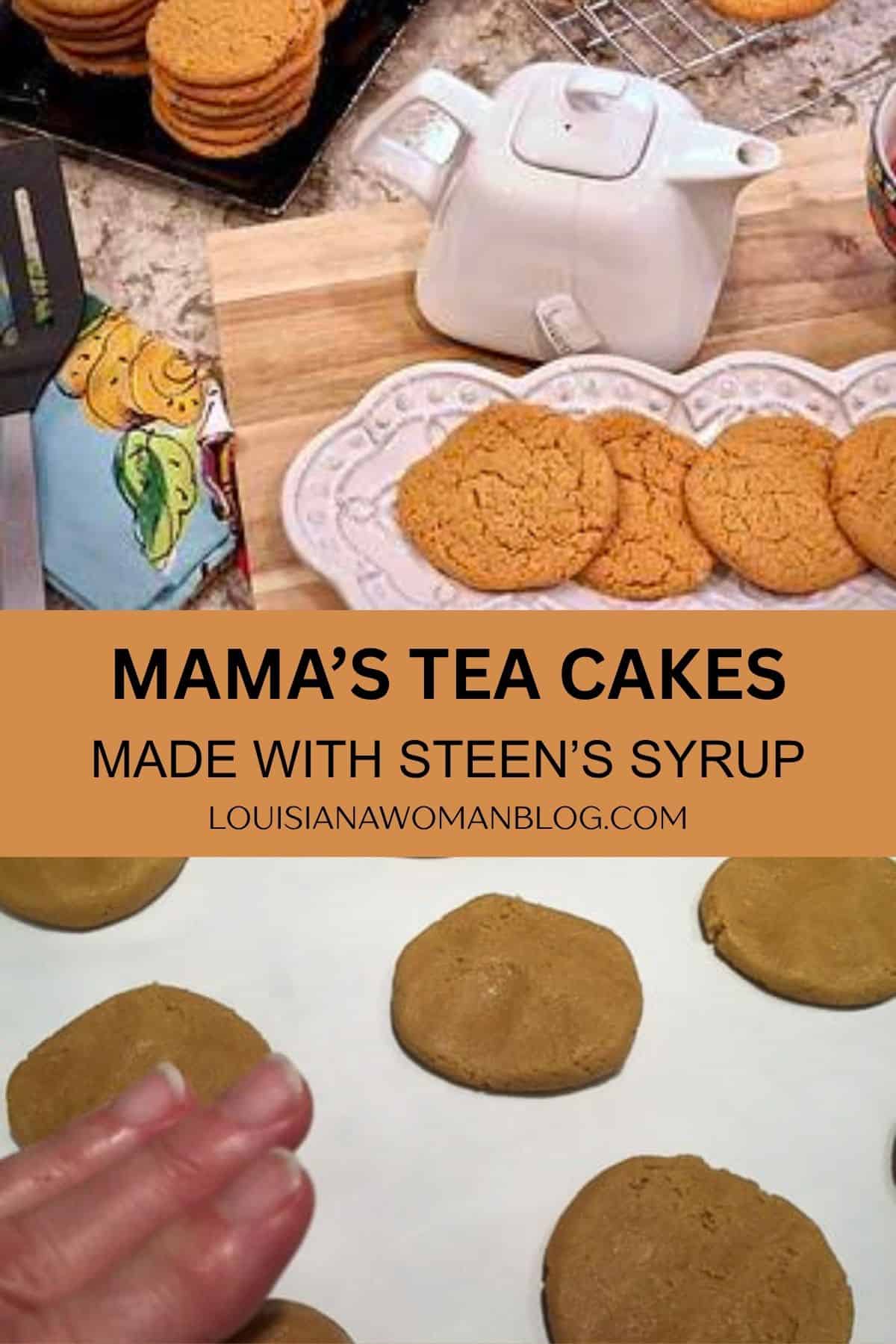 A dish of teacakes beside a teapot.