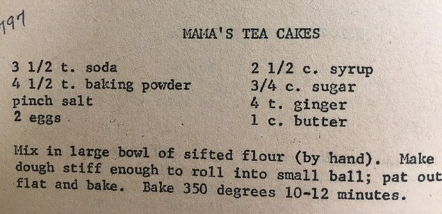 Copy of Mama's Tea Cakes recipe.
