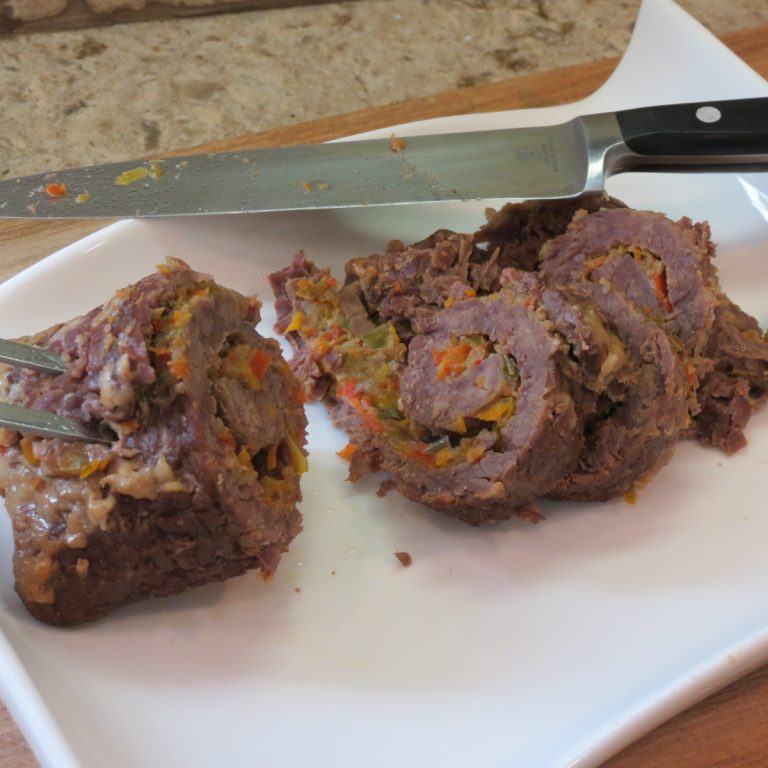 A cut rolled round steak.