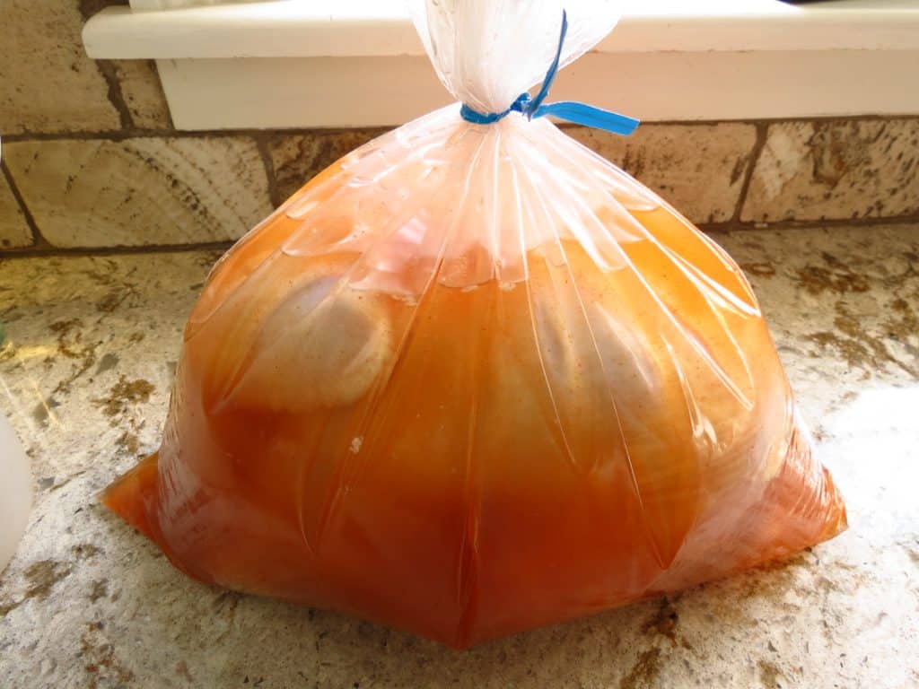 Brining meat in a bag.