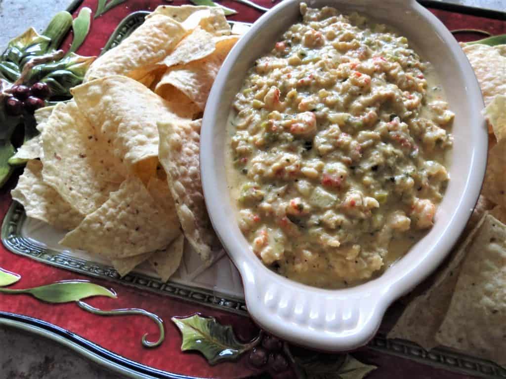 Crawfish dip and chips.