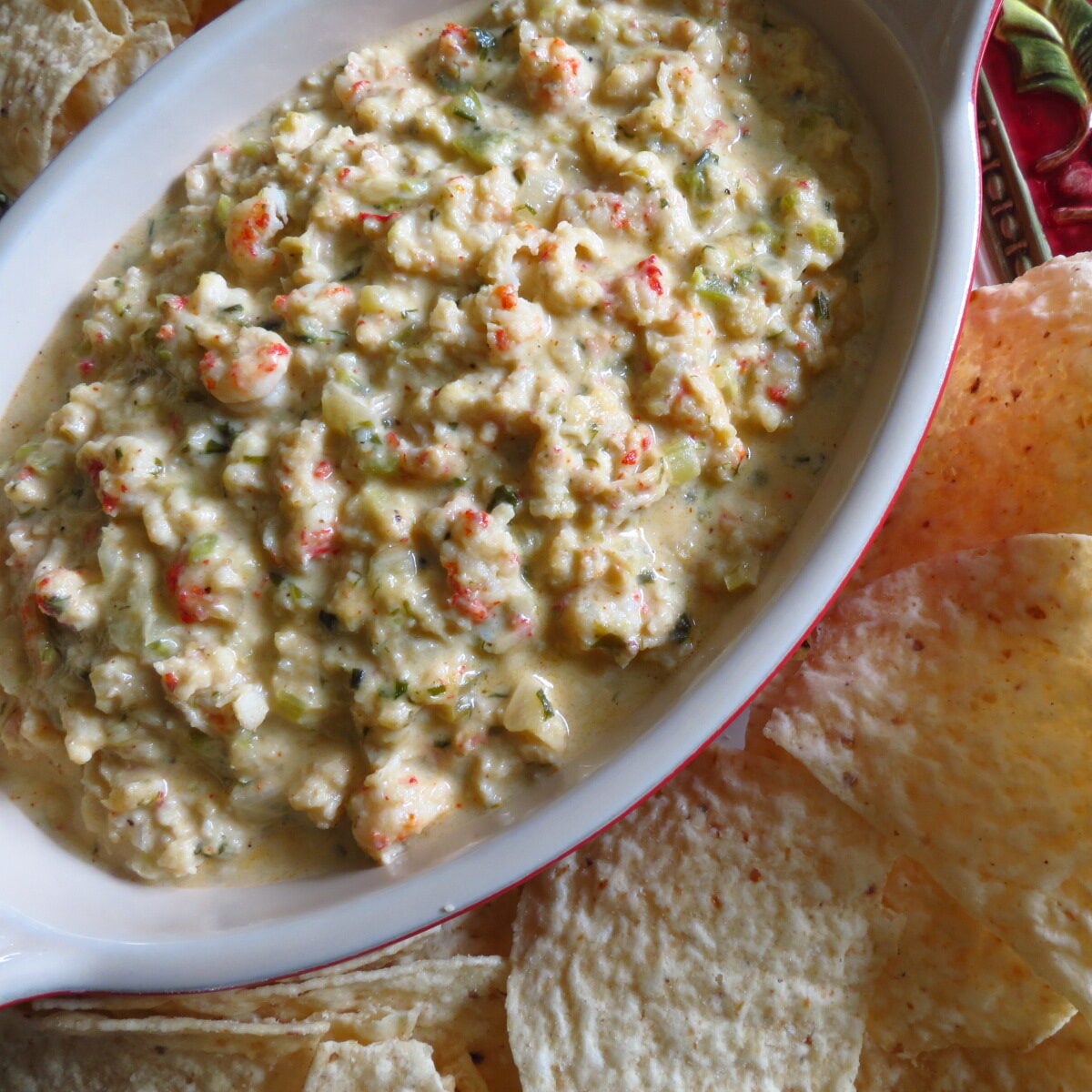 Crawfish dip and chips.