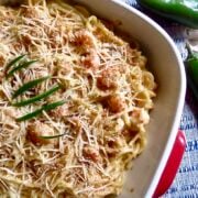 Shrimp And Crawfish Pasta in casserole dish