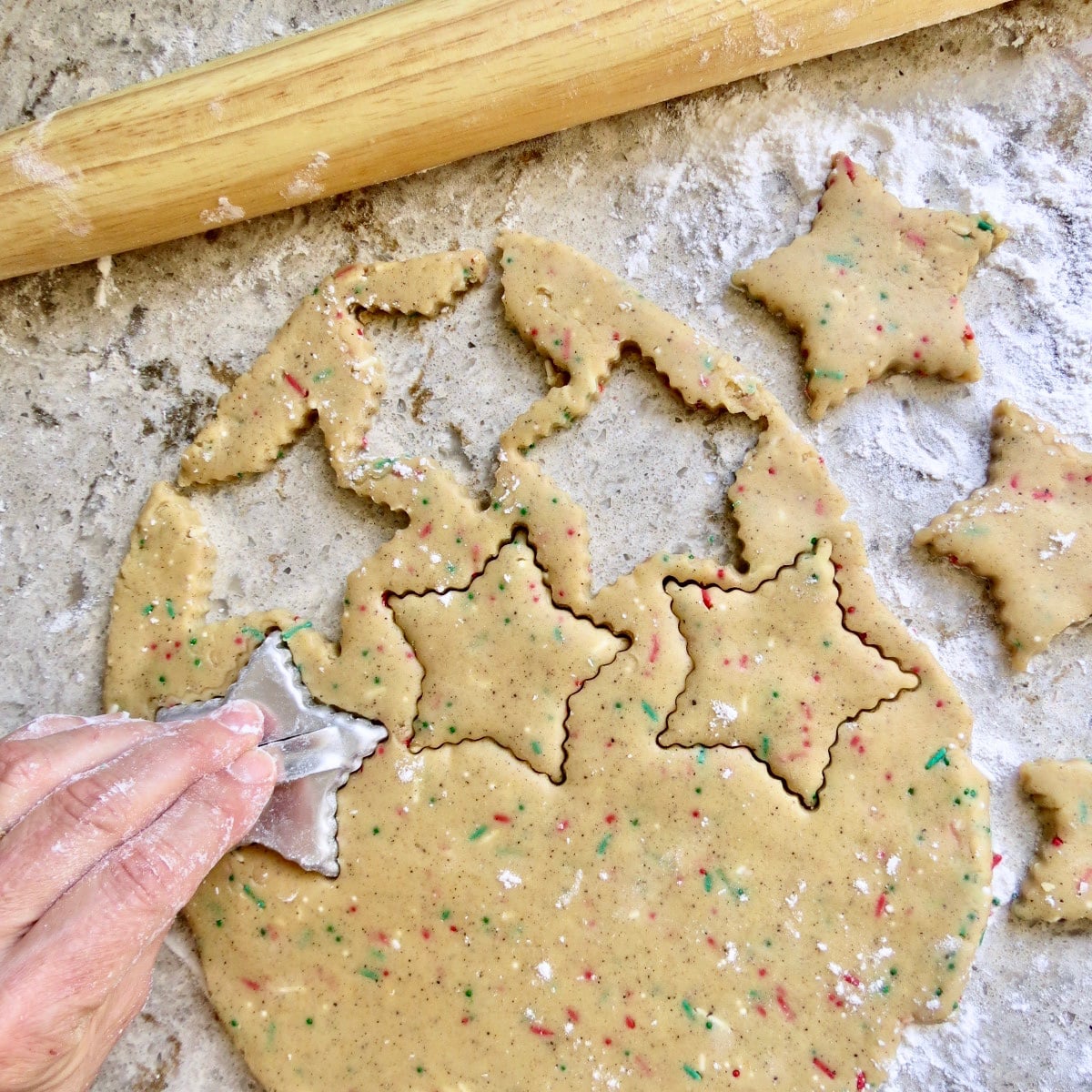 Decorating festive holiday cookies and cookie cutters in Louisiana.