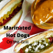 Two hot dogs and a jar of sauce.
