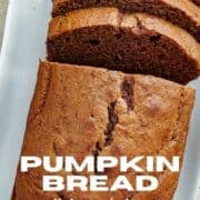 A loaf of sliced pumpkin bread.