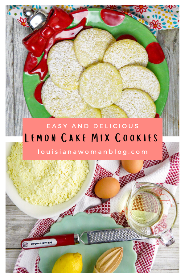 Pinterest Pin for Lemon Cake Mix Cookies.