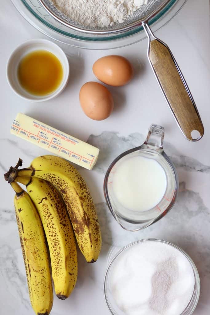 Ingredients for banana bread.
