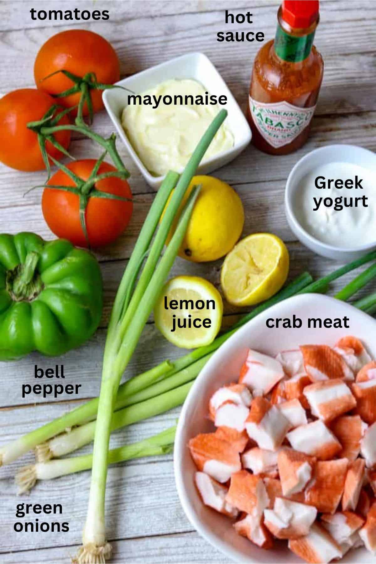 Ingredients for a Crab Salad.