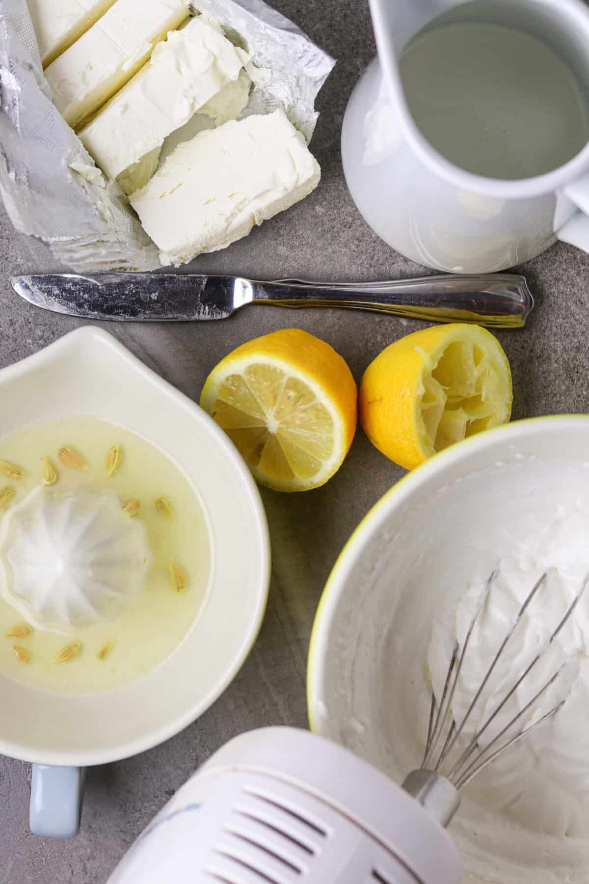 Ingredients for cream dressing for Fresh Fruit Salad.