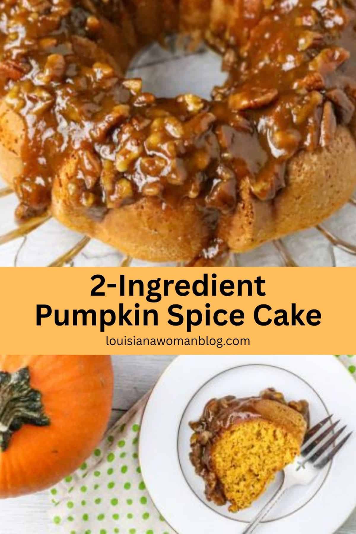 A cut bundt cake with a slice displayed on a plate with a fork.