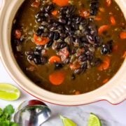 A pot of Black Bean Soup.