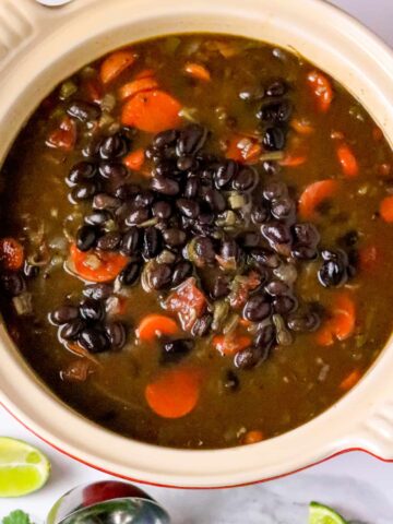 A pot of Black Bean Soup.