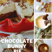 Pinterest pin with cooking stages and Chocolate Bunny Pie.
