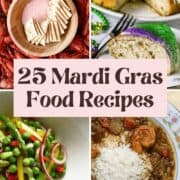 Collage of 4 mardi gras dishes.
