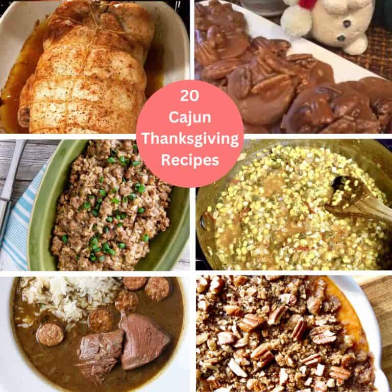 Collage of Cajun dishes for Thanksgiving.