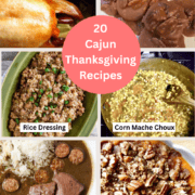 Collage of Cajun dishes.