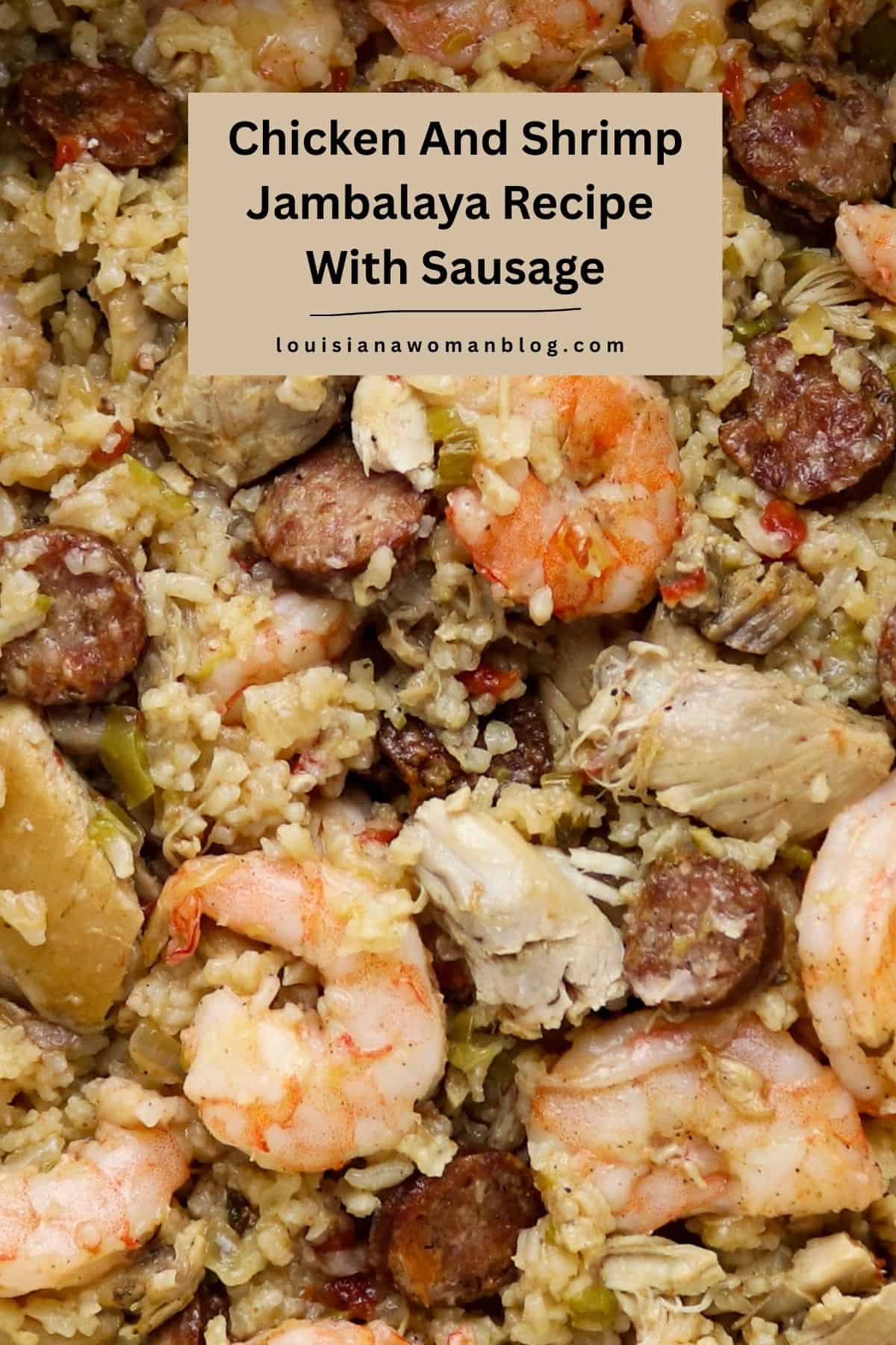 A pot of chicken and shrimp jambalaya.