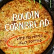 A Pinterest pin for Boudin Cornbread showing photos of cornbread labled with titles website.