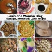A collage of photos of Cajun dishes from Louisiana Woman Blog.