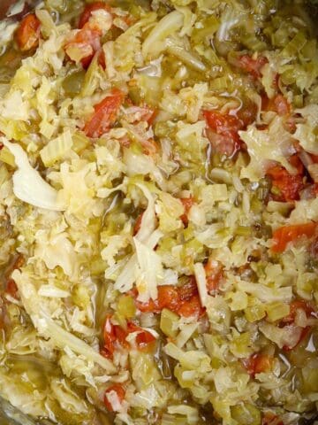 A pot of smothered cabbage.