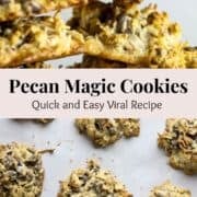 A Pinterest Pin with process photos for Pecan Magic Cookies.
