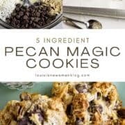A Pinterest Pin with process photos for Pecan Magic Cookies.