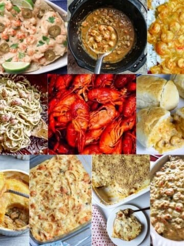 10 crawfish dishes in a collage.