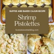 A pinterest pin with series photos of shrimp pistolettes.