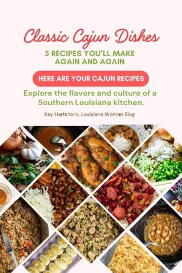 Ebook cover for Classic Cajun Dishes with collage of different Cajun dishes.