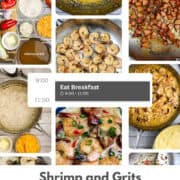 A Pinterest Pin of a collage of photos for Cajun Shrimp and Grits.